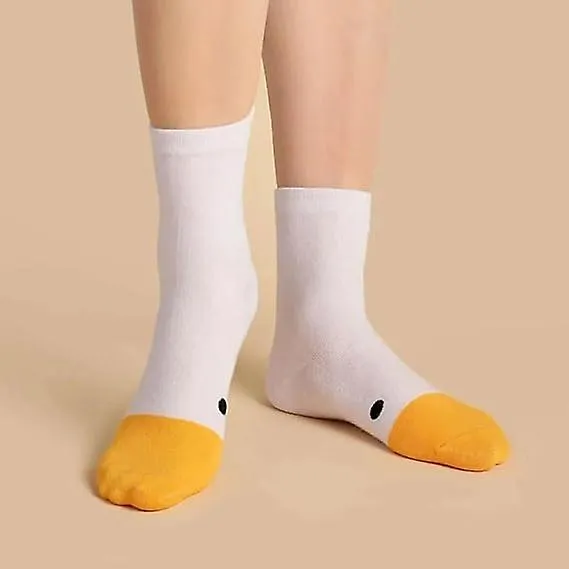 4 Pairs Duck Socks, Duck Printed Cartoon Cute Socks, Funny Goose Head Cotton Socks for Women Men