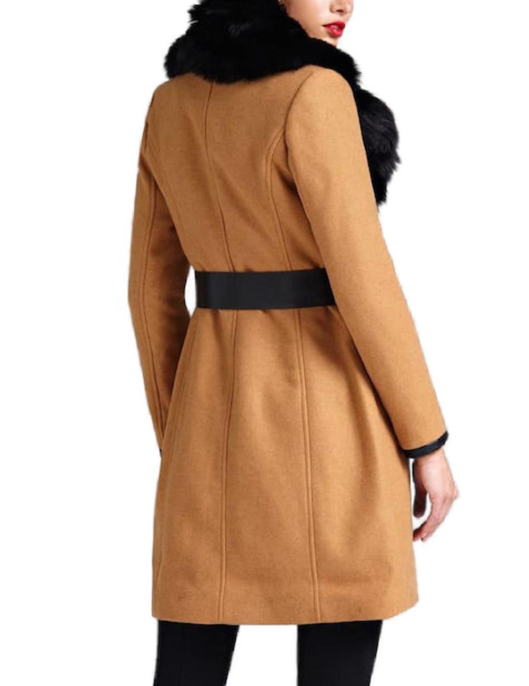 Abrigo de paño Guess Rosemary camel para mujer