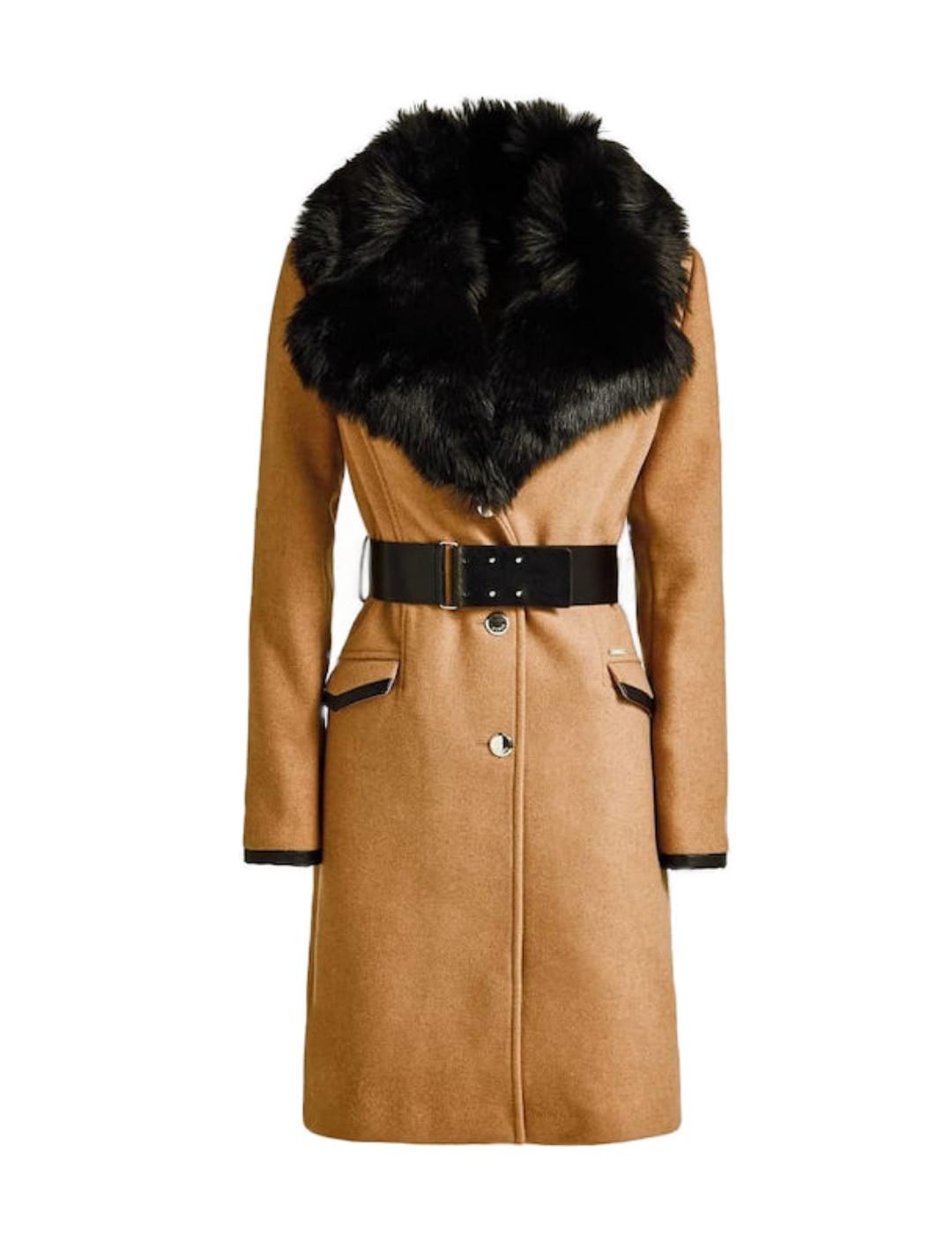 Abrigo de paño Guess Rosemary camel para mujer