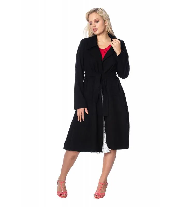 Abrigo Largo Negro Mujer Lazo Trench OT65003 BANNED
