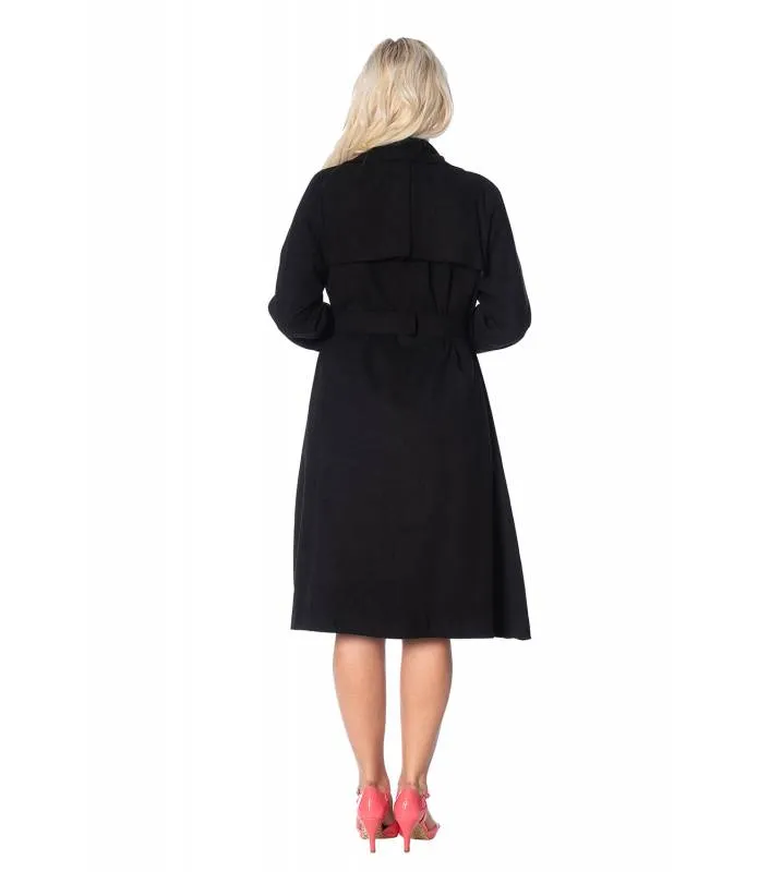 Abrigo Largo Negro Mujer Lazo Trench OT65003 BANNED
