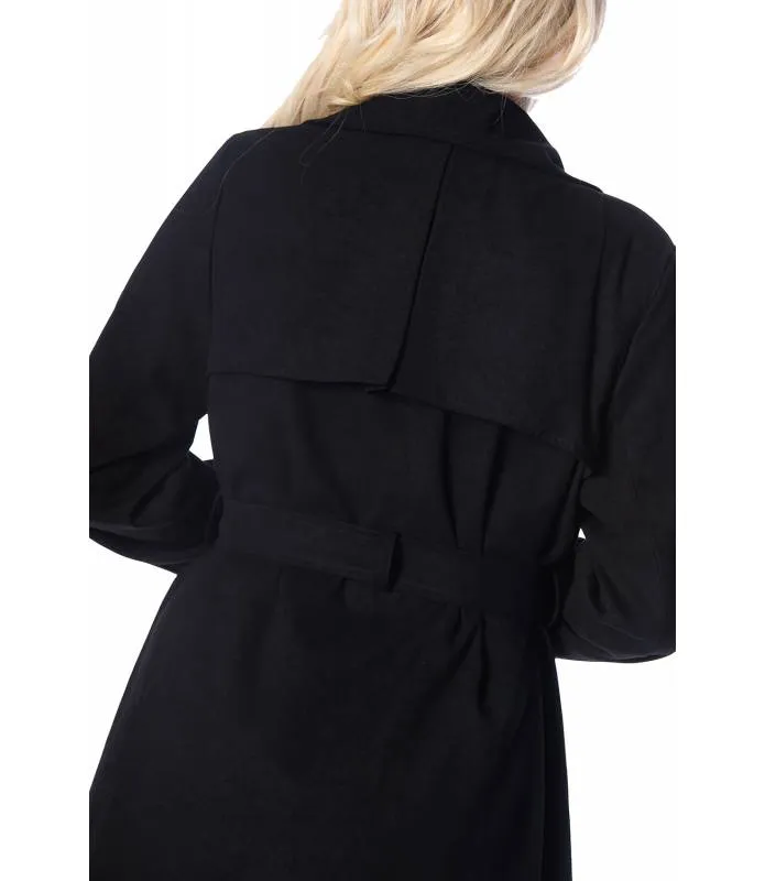 Abrigo Largo Negro Mujer Lazo Trench OT65003 BANNED