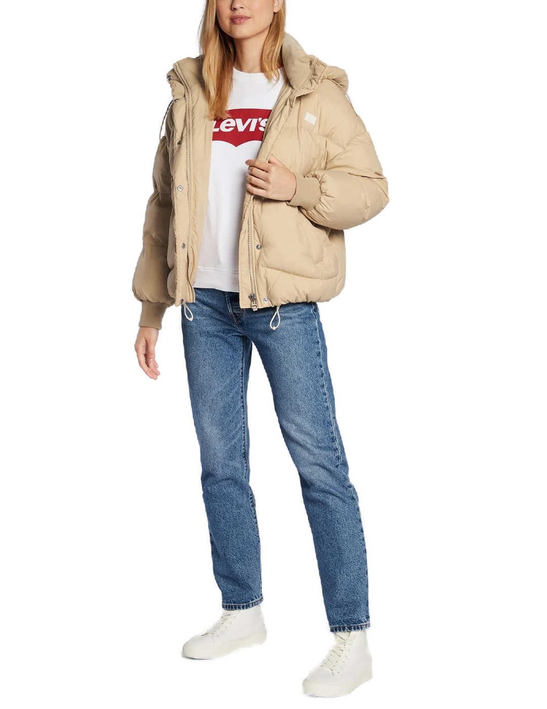 ABRIGO LEVIS PUFFER COLOR CREMA PARA MUJERB