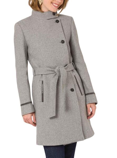Abrigo Naf Naf Cinturón Gris para Mujer