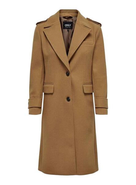 Abrigo Only Emma Fitted Long Marrón para Mujer