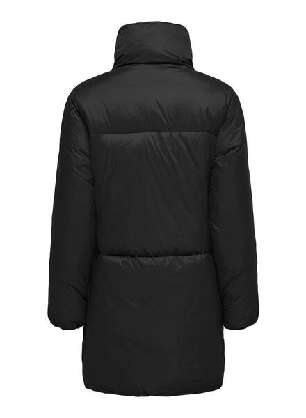 Abrigo Only Max Acolchado Largo Negro Para Mujer
