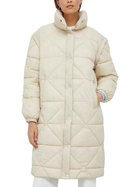 Abrigo Pepe Jeans Raven Beige Desmontable Para Mujer