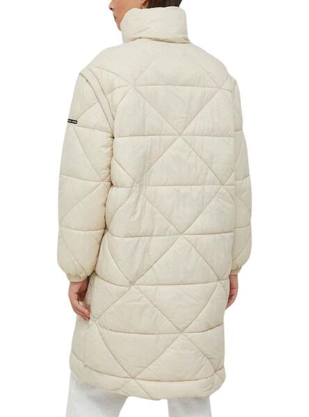 Abrigo Pepe Jeans Raven Beige Desmontable Para Mujer