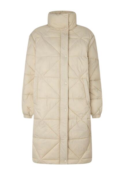 Abrigo Pepe Jeans Raven Beige Desmontable Para Mujer