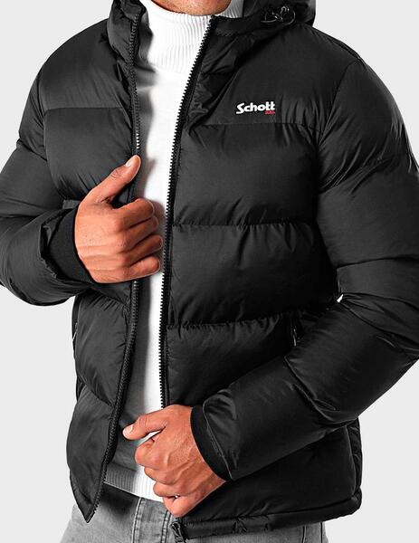Abrigo Schott Idaho con capucha negro para hombre