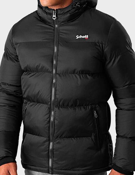 Abrigo Schott Idaho con capucha negro para hombre