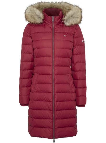 abrigo tommy jeans essential hooded granate mujer
