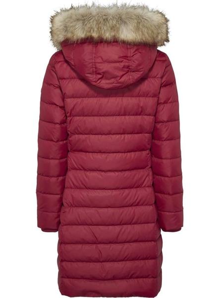 abrigo tommy jeans essential hooded granate mujer