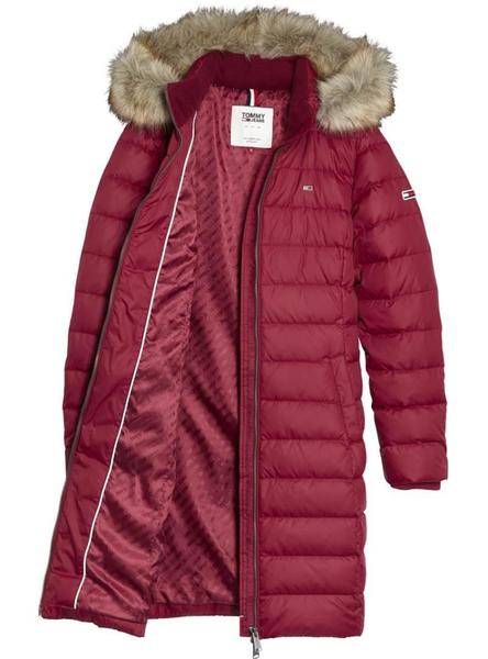 abrigo tommy jeans essential hooded granate mujer