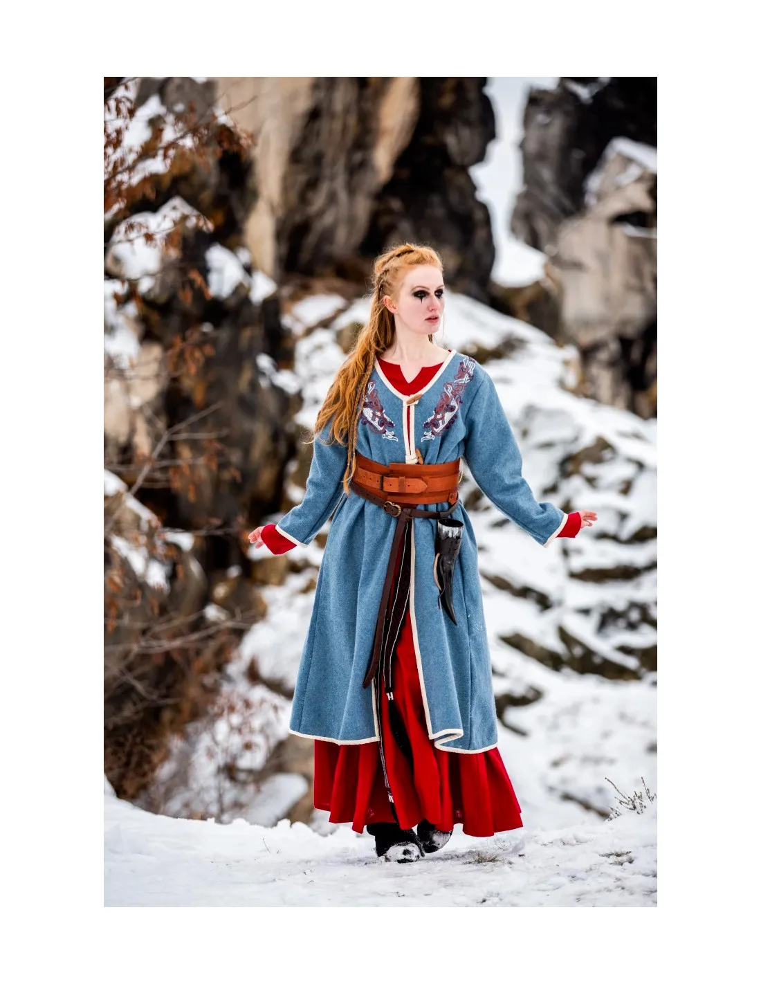 Abrigo vikingo para mujer modelo Birka Skadi, azul