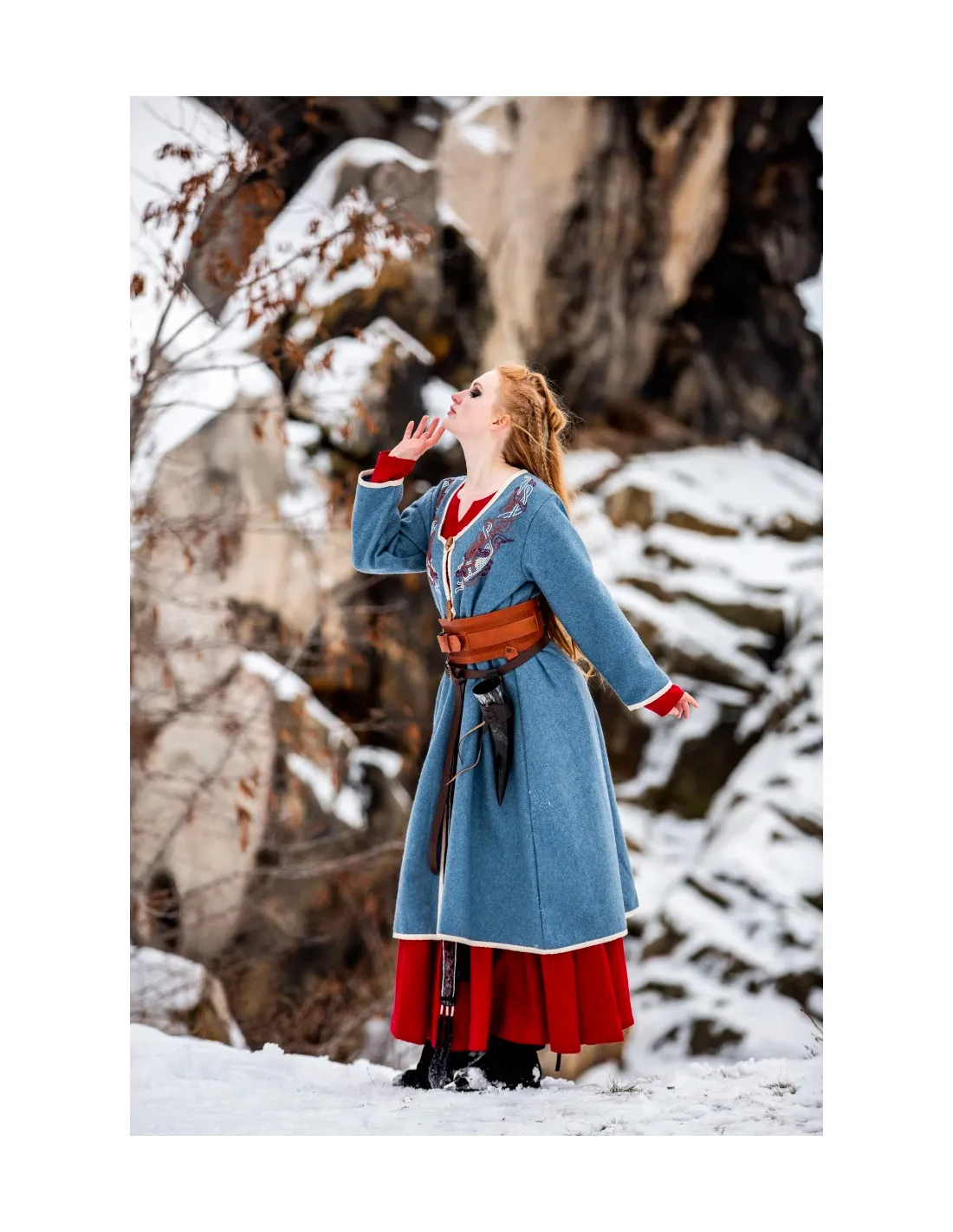 Abrigo vikingo para mujer modelo Birka Skadi, azul