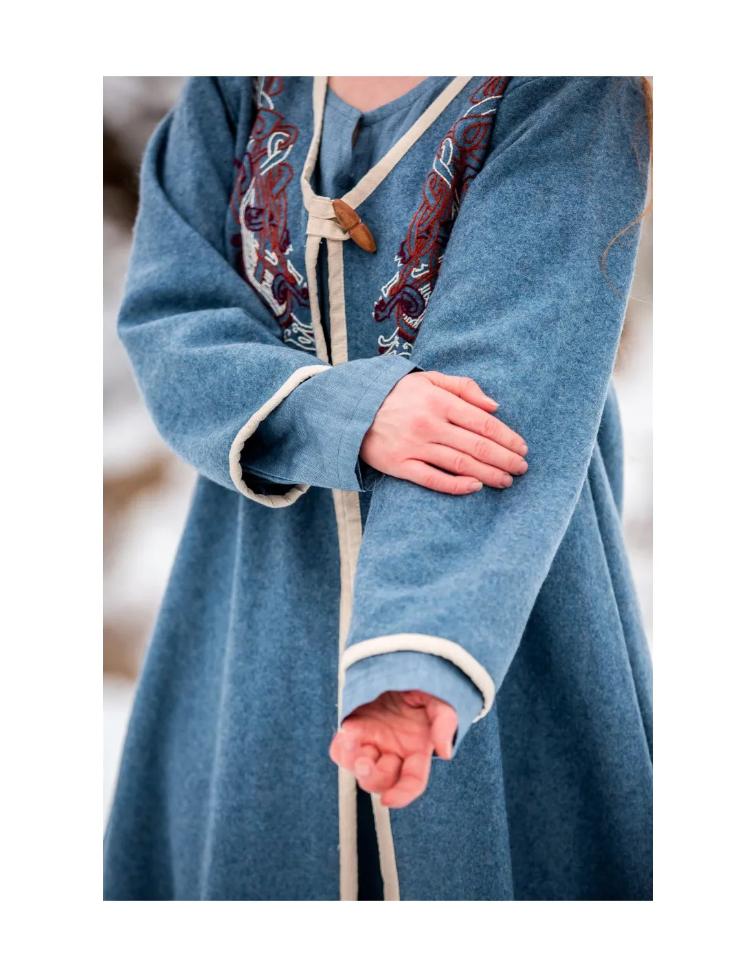 Abrigo vikingo para mujer modelo Birka Skadi, azul