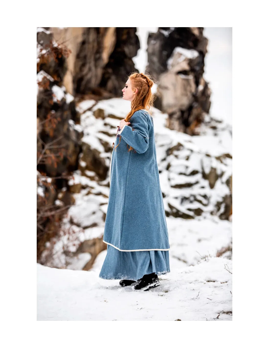 Abrigo vikingo para mujer modelo Birka Skadi, azul