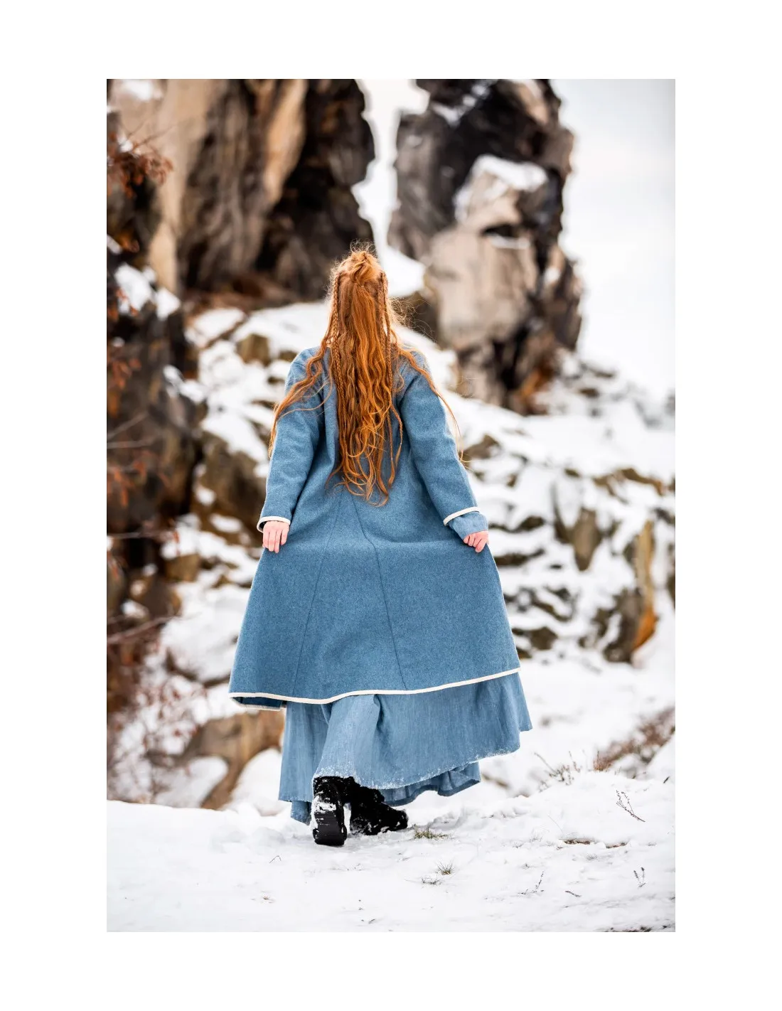 Abrigo vikingo para mujer modelo Birka Skadi, azul