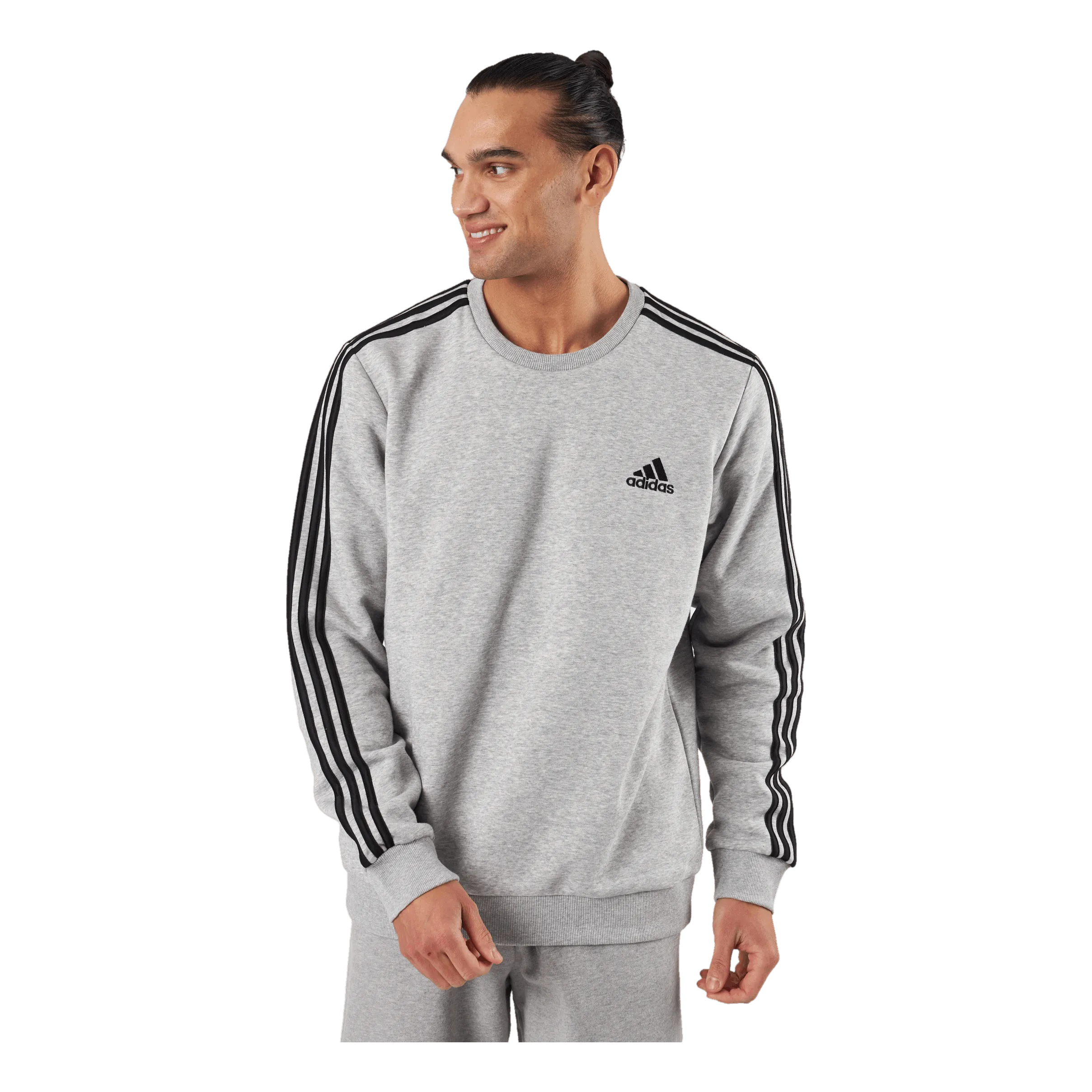 ADIDAS ESSENTIALS FLEECE 3STRIPES SWEATSHIRT MEDIUM GREY HEATHER