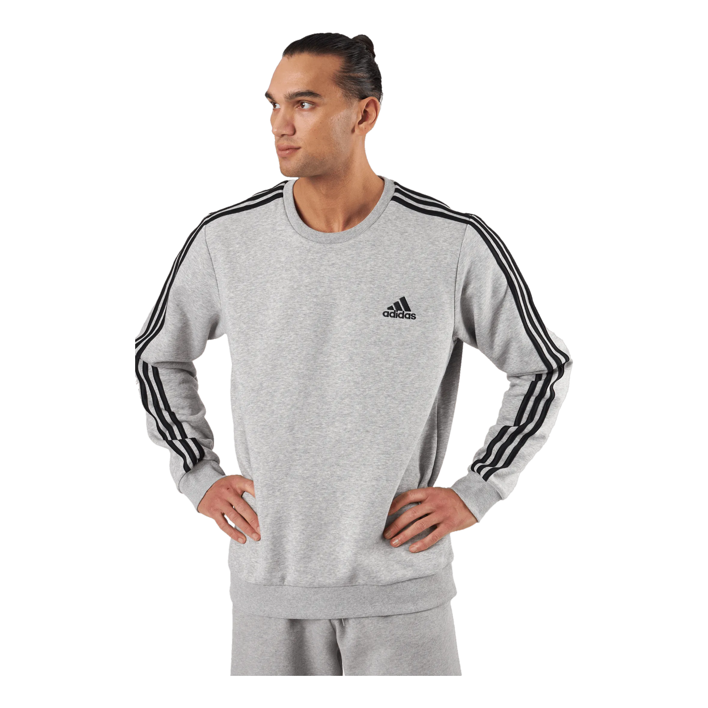 ADIDAS ESSENTIALS FLEECE 3STRIPES SWEATSHIRT MEDIUM GREY HEATHER