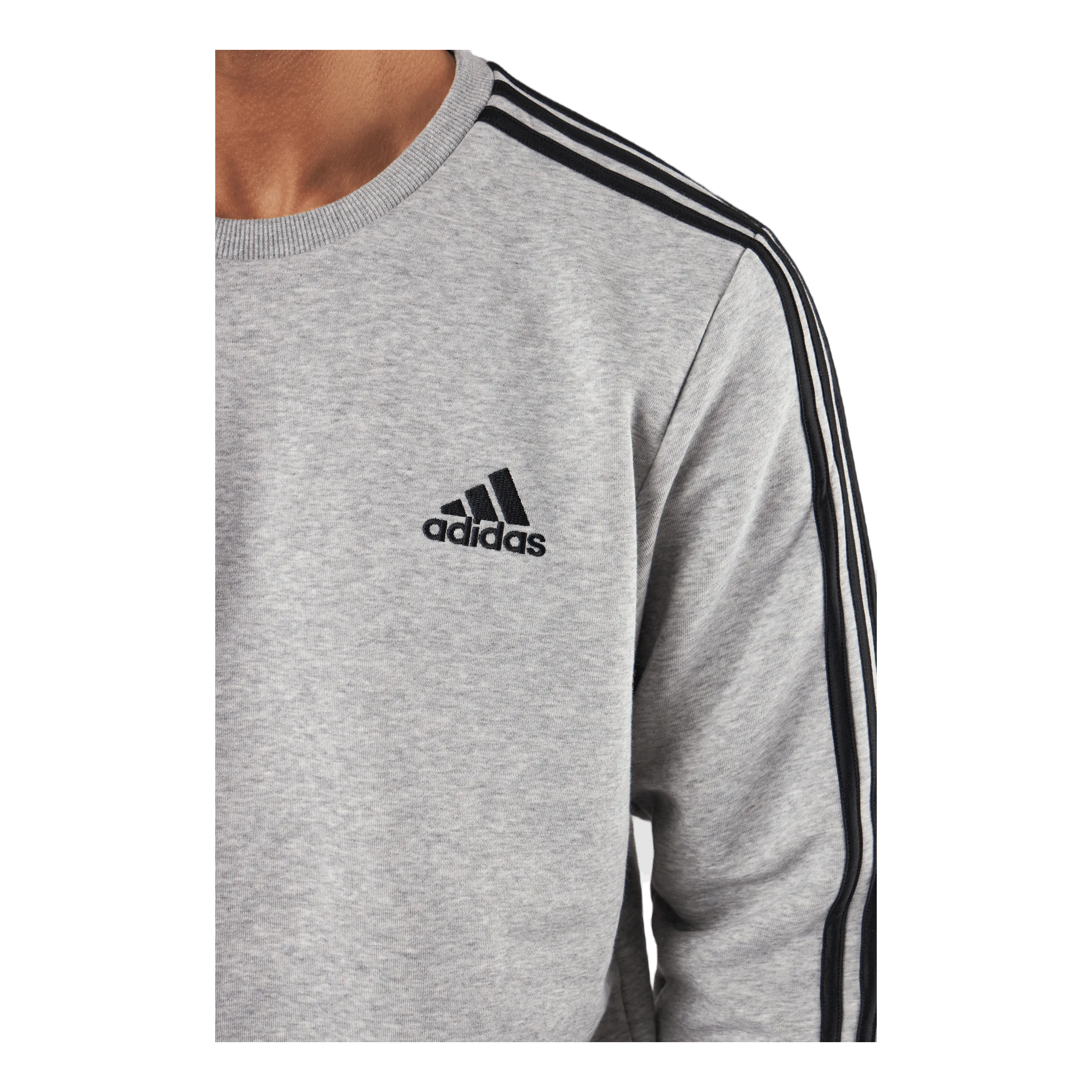ADIDAS ESSENTIALS FLEECE 3STRIPES SWEATSHIRT MEDIUM GREY HEATHER