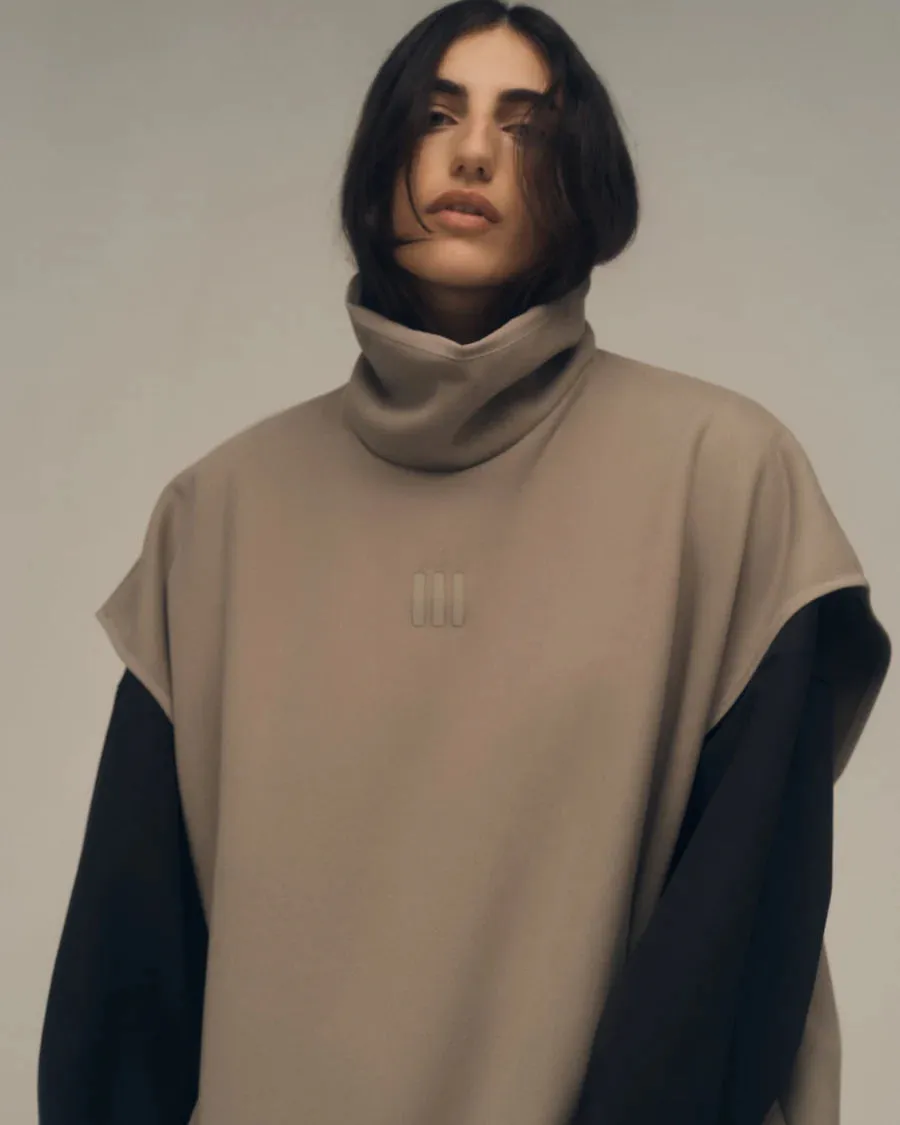 Adidas X Fear Of God Athletics Womens Suede Fleece Muscle Mock Neck Clay