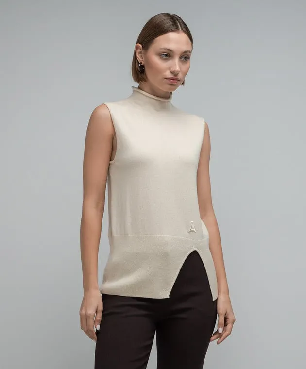 AERON Atlas beige wool and cashmere top