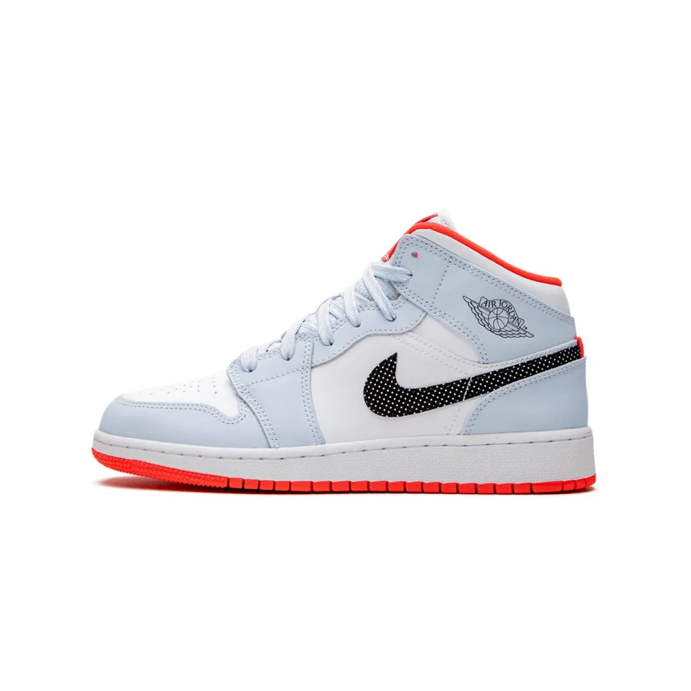 Air Jordan 1 Mid Half Blue Polka Dot Swoosh