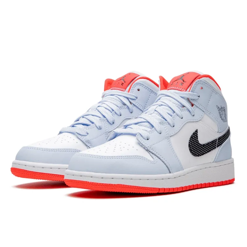 Air Jordan 1 Mid Half Blue Polka Dot Swoosh