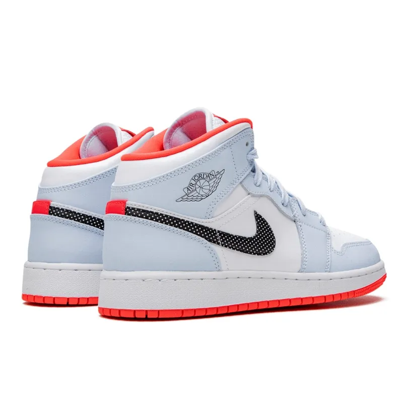 Air Jordan 1 Mid Half Blue Polka Dot Swoosh