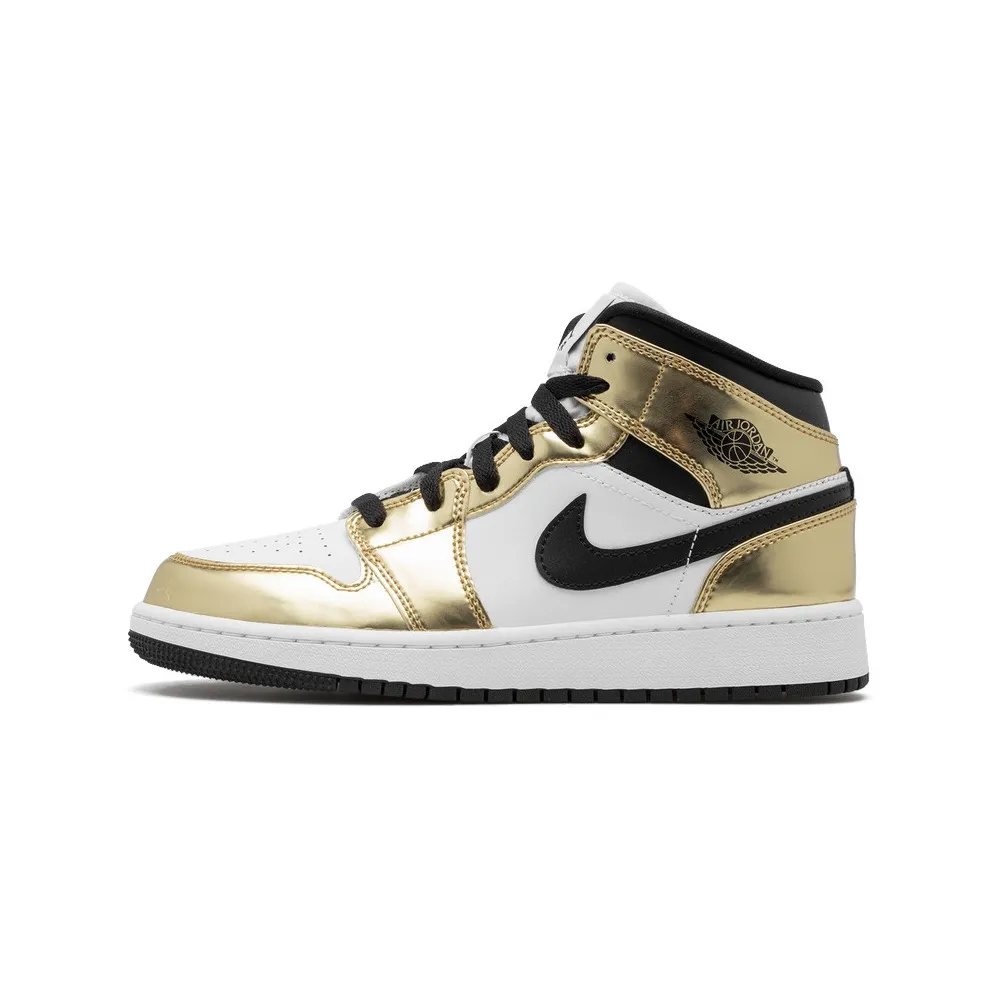 Air Jordan 1 Mid Metallic Gold Black White