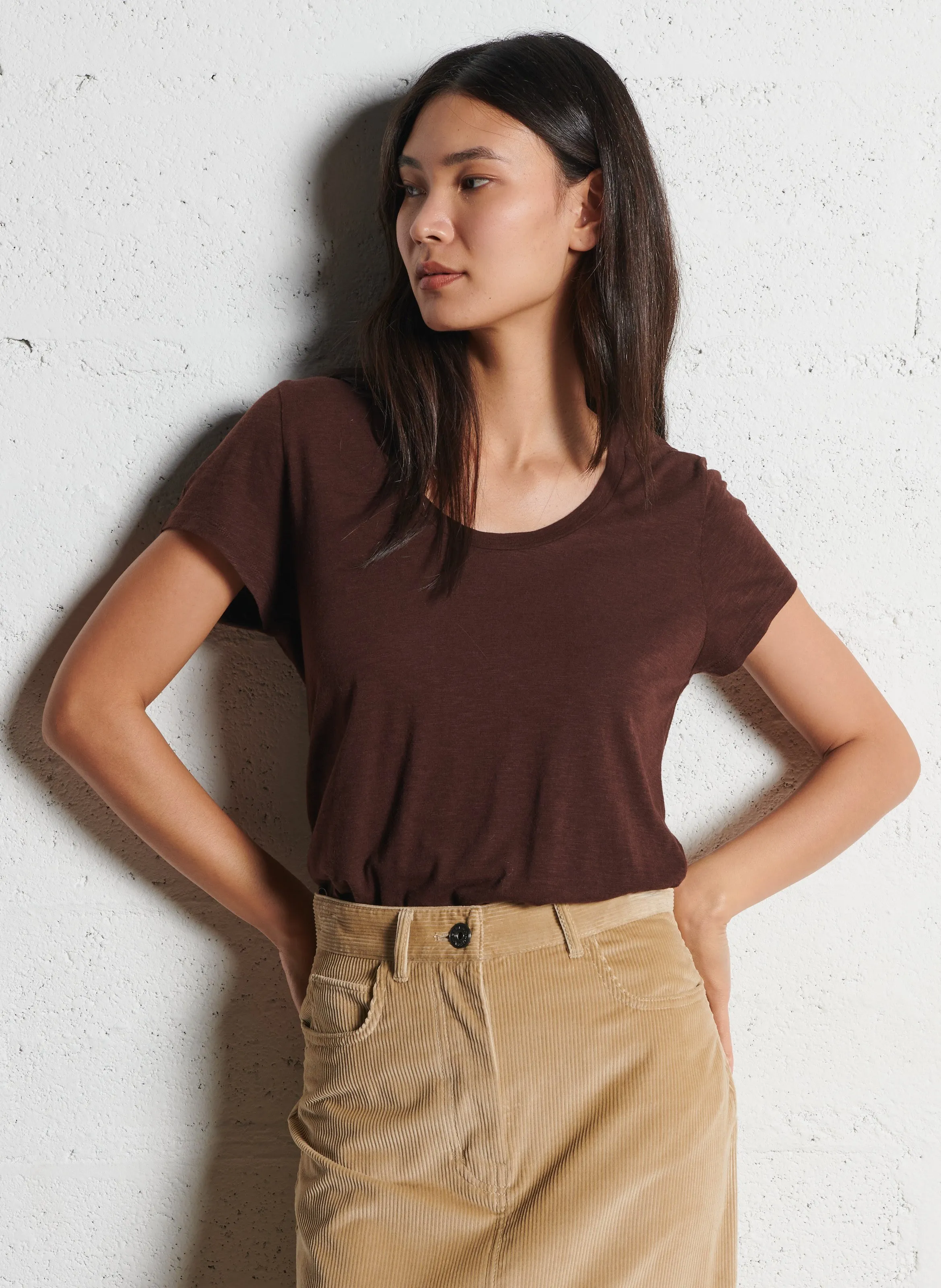 AMERICAN VINTAGE JACKSONVILLE  CAMISETA DE CUELLO REDONDO CON MANGA 7/8 EN MARRON