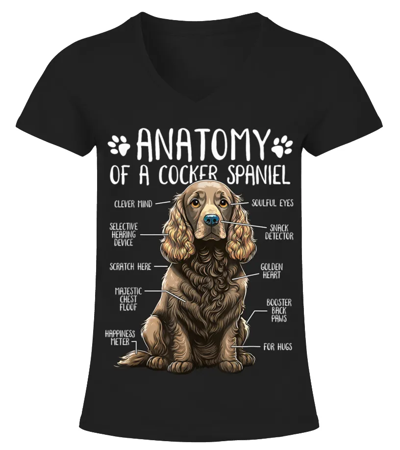 Anatomy of a cocker spaniel Camiseta cuello pico Mujer
