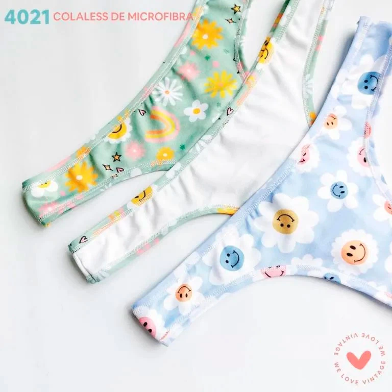 ART.VI4021P Pack X3 Colaless microfibra estampada