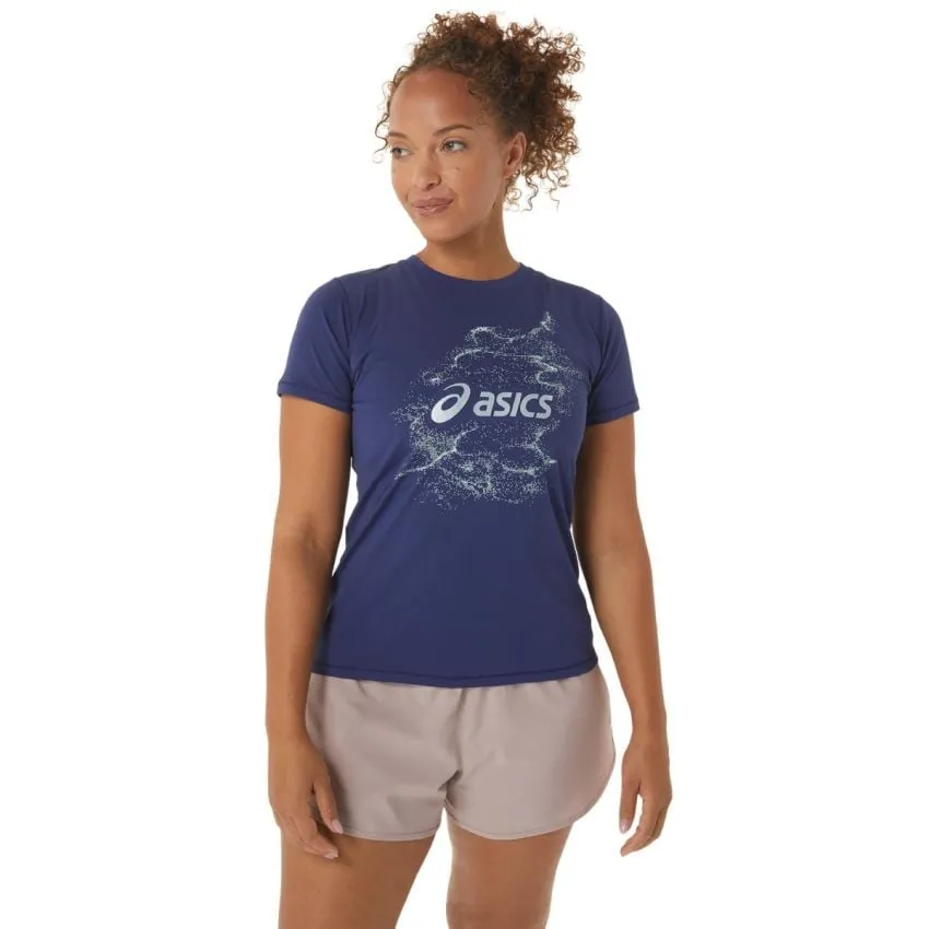 Asics Mujer Camisetas Nagino Graphic Run SS Top Azul 