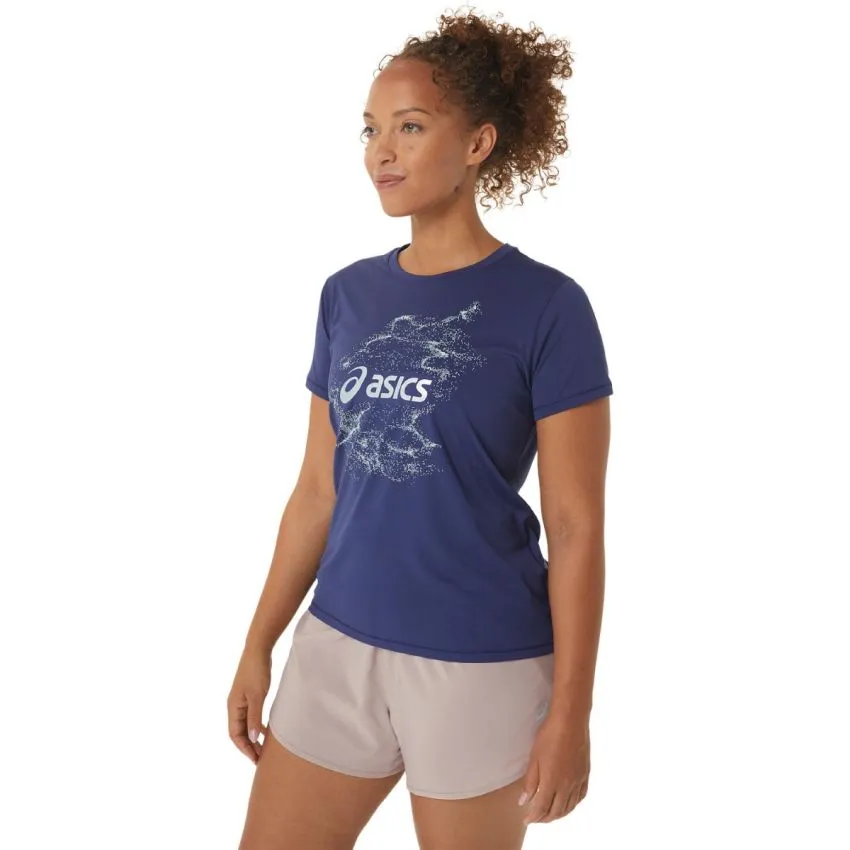 Asics Mujer Camisetas Nagino Graphic Run SS Top Azul 