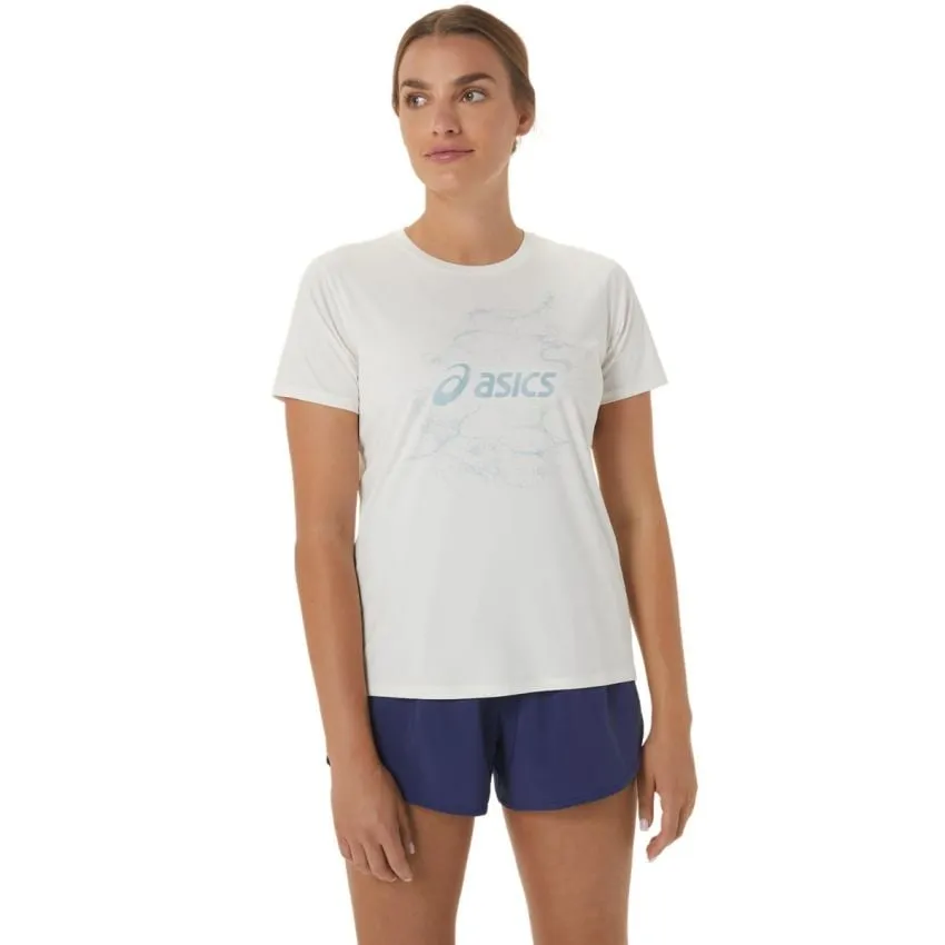 Asics Mujer Camisetas Nagino Graphic Run SS Top Blanco 