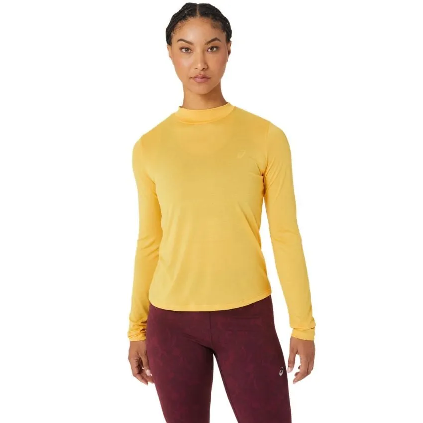 Asics Mujer Capa intermedia Mock Neck Run LS Top Amarillo 