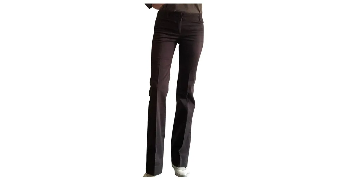 AUTRE MARQUE PANTALóN DE ALGODóN CON PIERNA ELáSTICA ACAMPANADA T. 3436 MARRóN OSCURO 