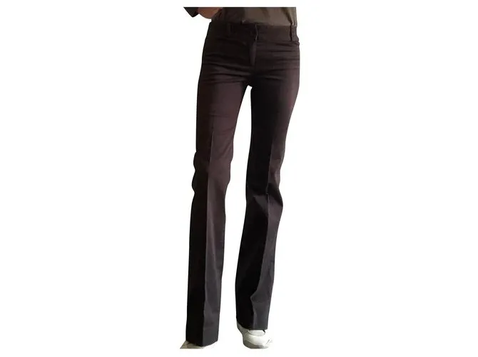 AUTRE MARQUE PANTALóN DE ALGODóN CON PIERNA ELáSTICA ACAMPANADA T. 3436 MARRóN OSCURO 