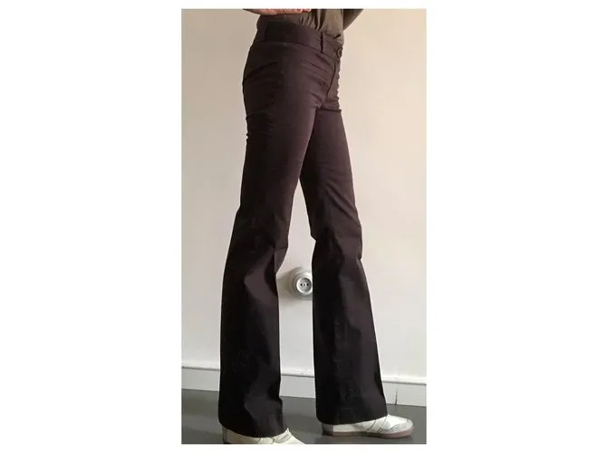 AUTRE MARQUE PANTALóN DE ALGODóN CON PIERNA ELáSTICA ACAMPANADA T. 3436 MARRóN OSCURO 