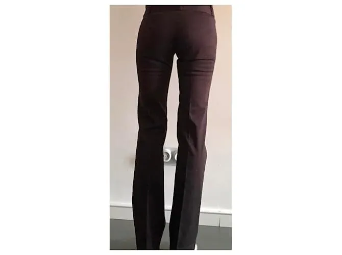 AUTRE MARQUE PANTALóN DE ALGODóN CON PIERNA ELáSTICA ACAMPANADA T. 3436 MARRóN OSCURO 