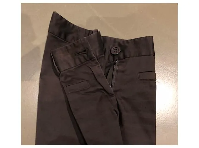AUTRE MARQUE PANTALóN DE ALGODóN CON PIERNA ELáSTICA ACAMPANADA T. 3436 MARRóN OSCURO 
