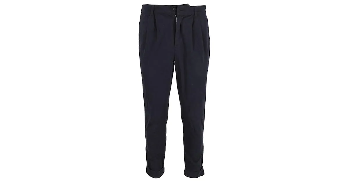 Autre Marque señor p. Pantalón Regular Fit Plisado De Algodón Negro 