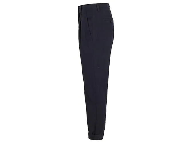 Autre Marque señor p. Pantalón Regular Fit Plisado De Algodón Negro 