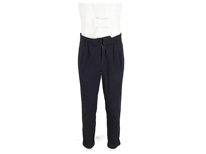 Autre Marque señor p. Pantalón Regular Fit Plisado De Algodón Negro 