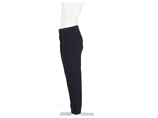 Autre Marque señor p. Pantalón Regular Fit Plisado De Algodón Negro 