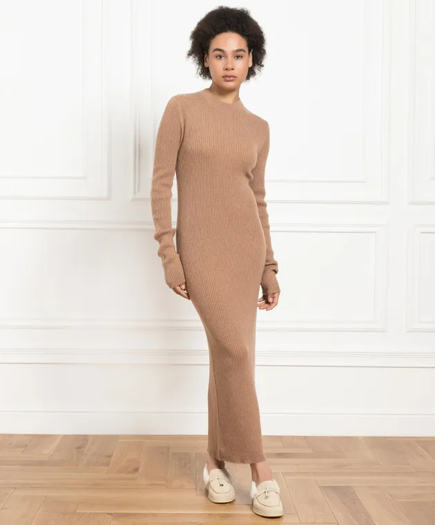 Babe Pay Pls Brown cashmere dress with a scar