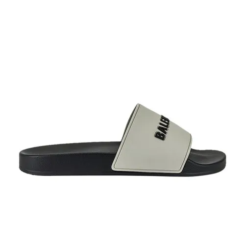 Balenciaga Pool Slides Logo Grey Black
